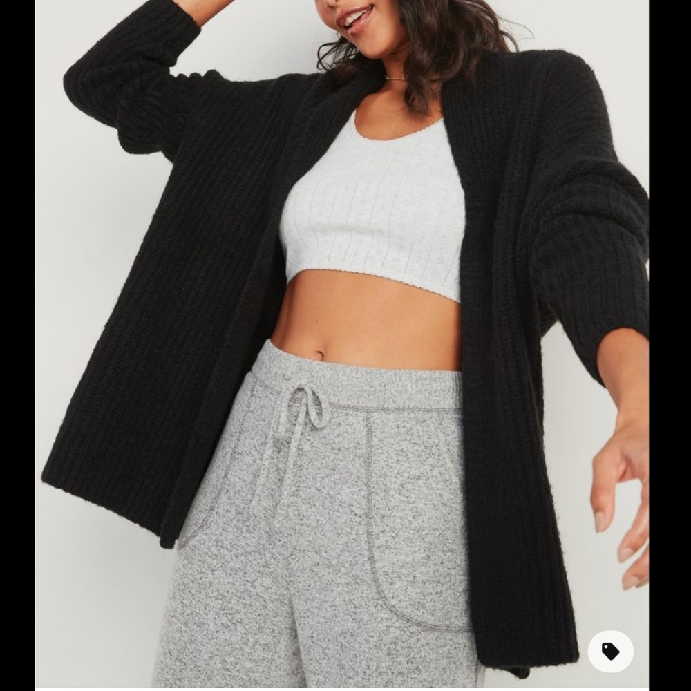 Old Navy NWOT Slouchy Open-Front Cardigan Sweater - Black, size XL